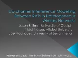 Co-channel Interference Modelling Between RATs in Heterogeneous Wireless Networks