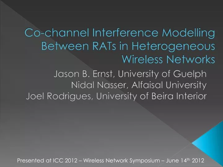 co channel interference modelling between rats in heterogeneous wireless networks