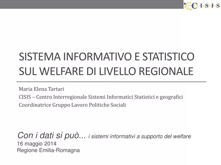 sistema informativo e statistico sul welfare di livello regionale