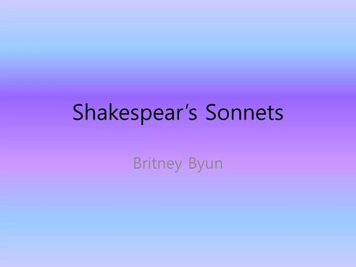 shakespear s sonnets