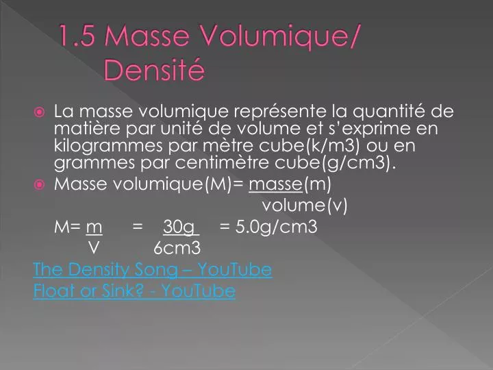 1 5 masse volumique densit