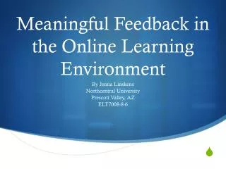 Meaningful Feedback in the Online Learning Environment
