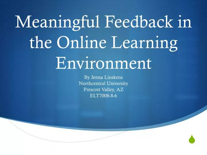 meaningful feedback in the online learning environment