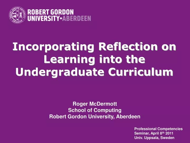 incorporating reflection on learning into the undergraduate curriculum
