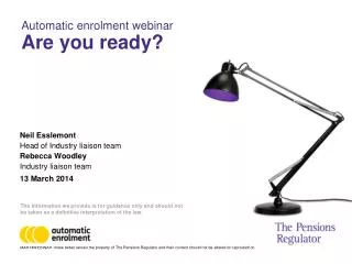 Automatic enrolment webinar Are you ready?