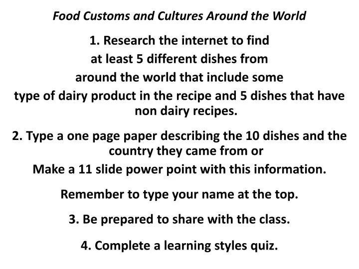 food customs and cultures around the world
