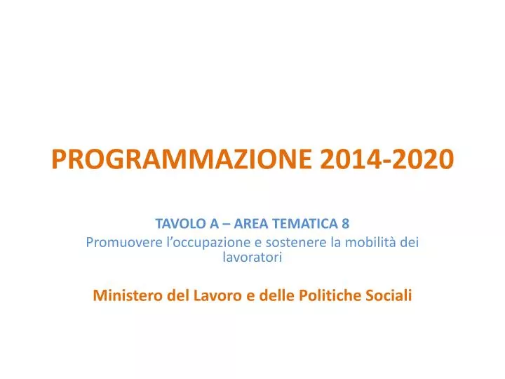 programmazione 2014 2020