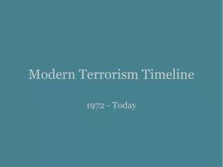 Modern Terrorism Timeline