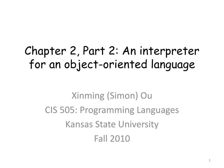 chapter 2 part 2 an interpreter for an object oriented language