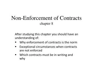 Non-Enforcement of Contracts chapter 8