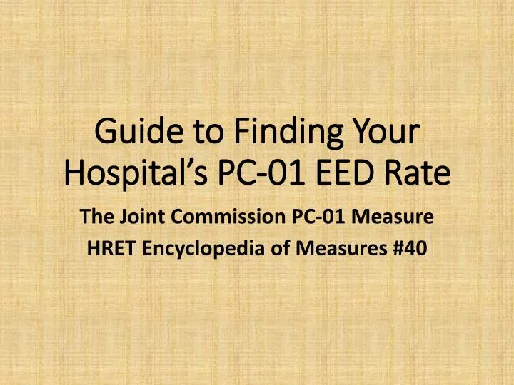 guide to finding your hospital s pc 01 eed rate