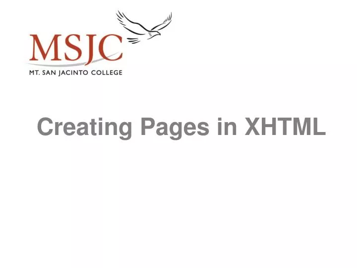 creating pages in xhtml