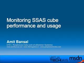 Monitoring SSAS cube performance and usage