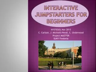 Interactive Jumpstarters for Beginners