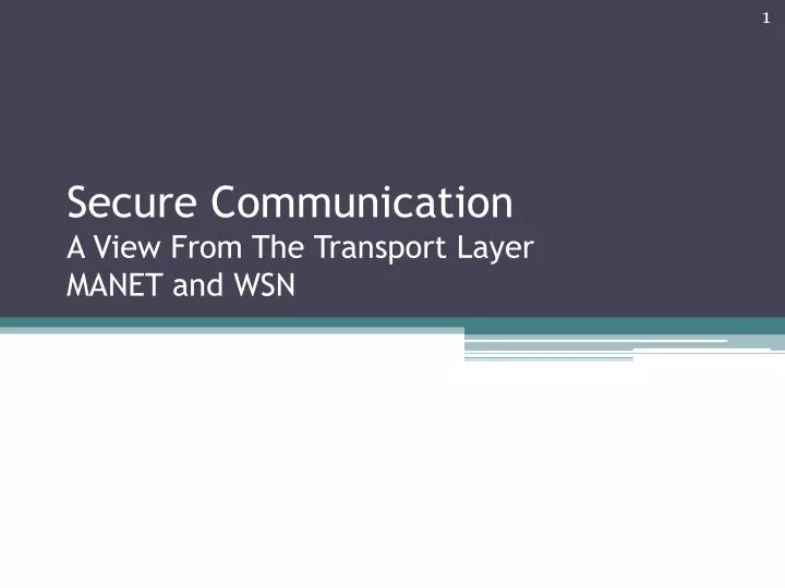 secure communication a view from the transport layer manet and wsn