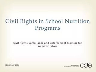 Civil Rights in School Nutrition Programs