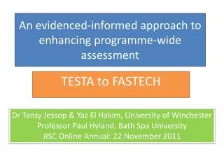 An evidenced-informed approach to enhancing programme-wide assessment