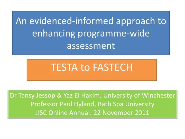 an evidenced informed approach to enhancing programme wide assessment