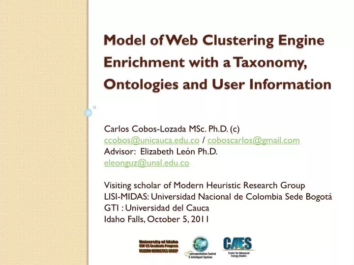 model of web clustering engine enrichment with a taxonomy ontologies and user information