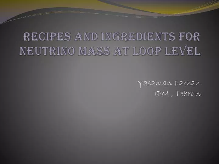 recipes and ingredients for neutrino mass at loop level