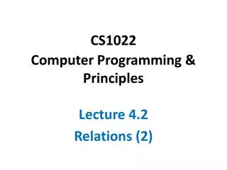 CS1022 Computer Programming &amp; Principles