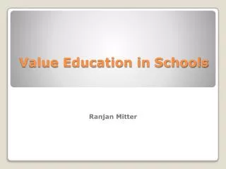 Value Education in Schools