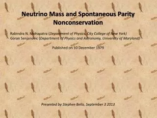 Neutrino Mass and Spontaneous Parity Nonconservation