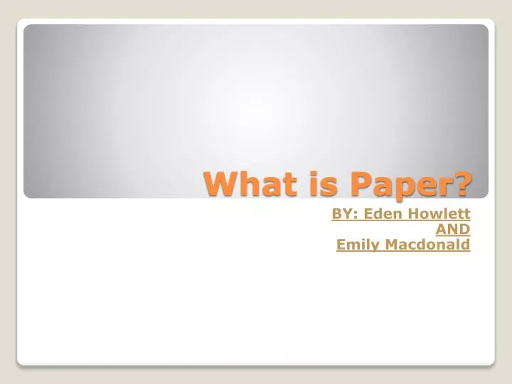 what is paper