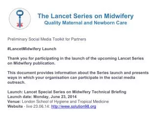 Preliminary Social Media Toolkit for Partners #LancetMidwifery Launch