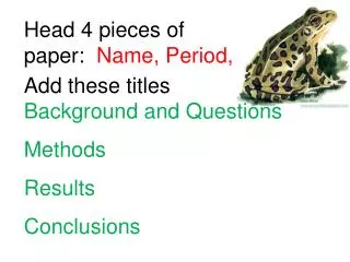 Head 4 pieces of paper: Name, Period,