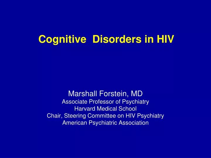 cognitive disorders in hiv