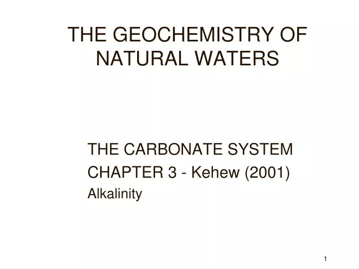 the geochemistry of natural waters