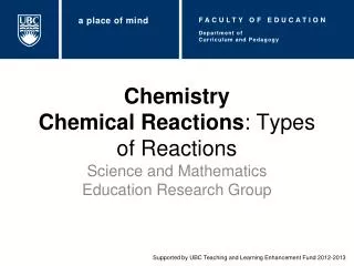 Chemistry Chemical Reactions : Types of Reactions