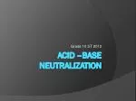 Acid –Base Neutralization