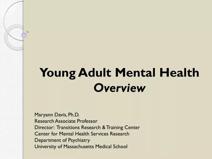 young adult mental health overview