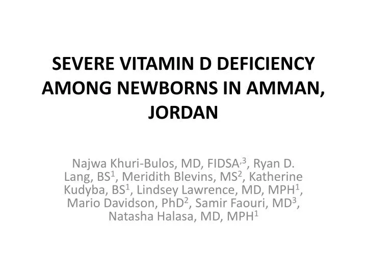 severe vitamin d deficiency among newborns in amman jordan