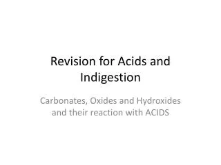 Revision for Acids and Indigestion