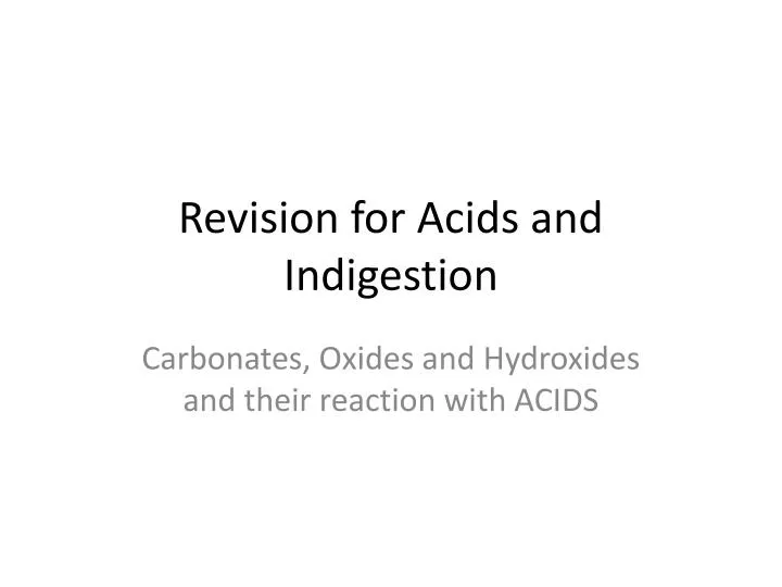 revision for acids and indigestion