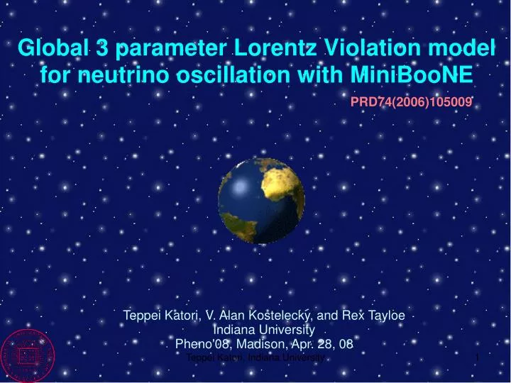 global 3 parameter lorentz violation model for neutrino oscillation with miniboone