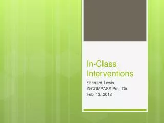 In-Class Interventions