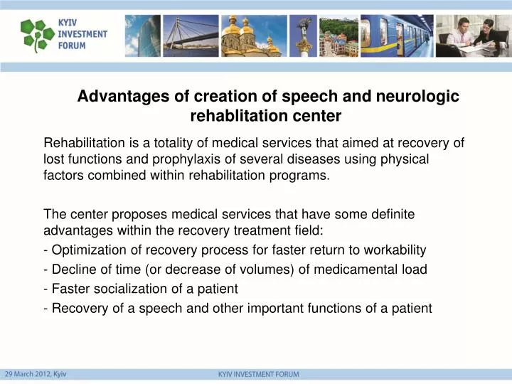 advantages of creation of speech and neurologic rehablitation center