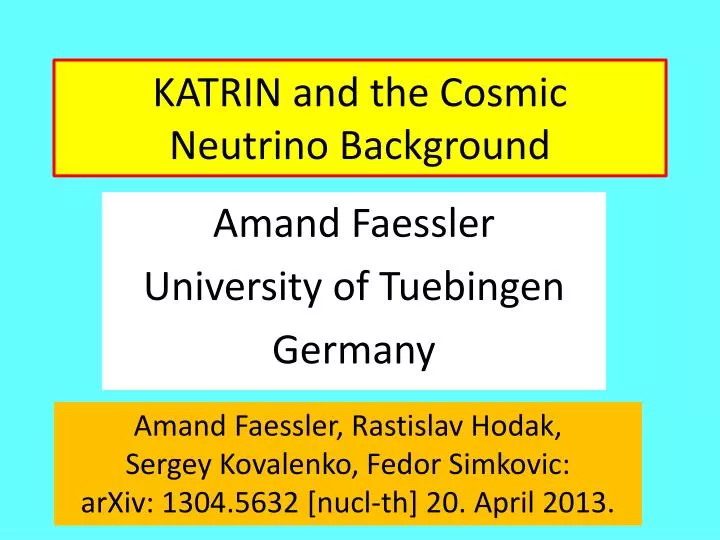 katrin and the cosmic neutrino background