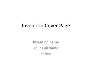 Invention Cover Page
