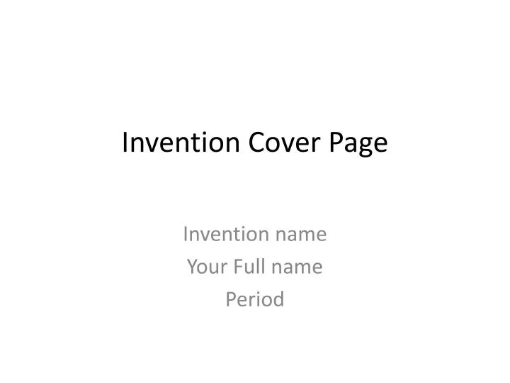 invention cover page
