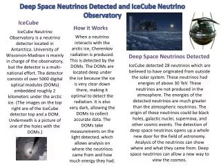 Deep Space Neutrinos Detected and IceCube Neutrino Observatory