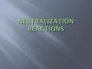 Neutralization Reactions