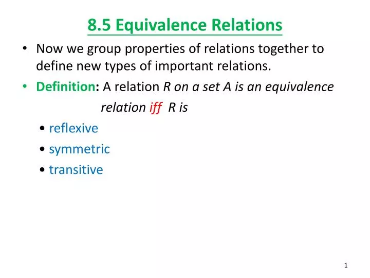 8 5 equivalence relations