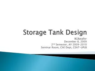 Storage Tank Design