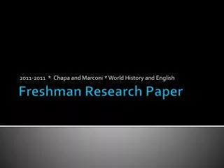 Freshman Research Paper