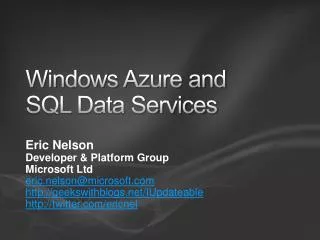 Windows Azure and SQL Data Services